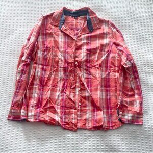 Tommy Hilfiger Plaid Button Down Shirt - Pink and White